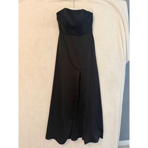 Azazie Black Strapless Maxi Dress Front Slit Formal Gown Size A4 Bridesmaid Prom